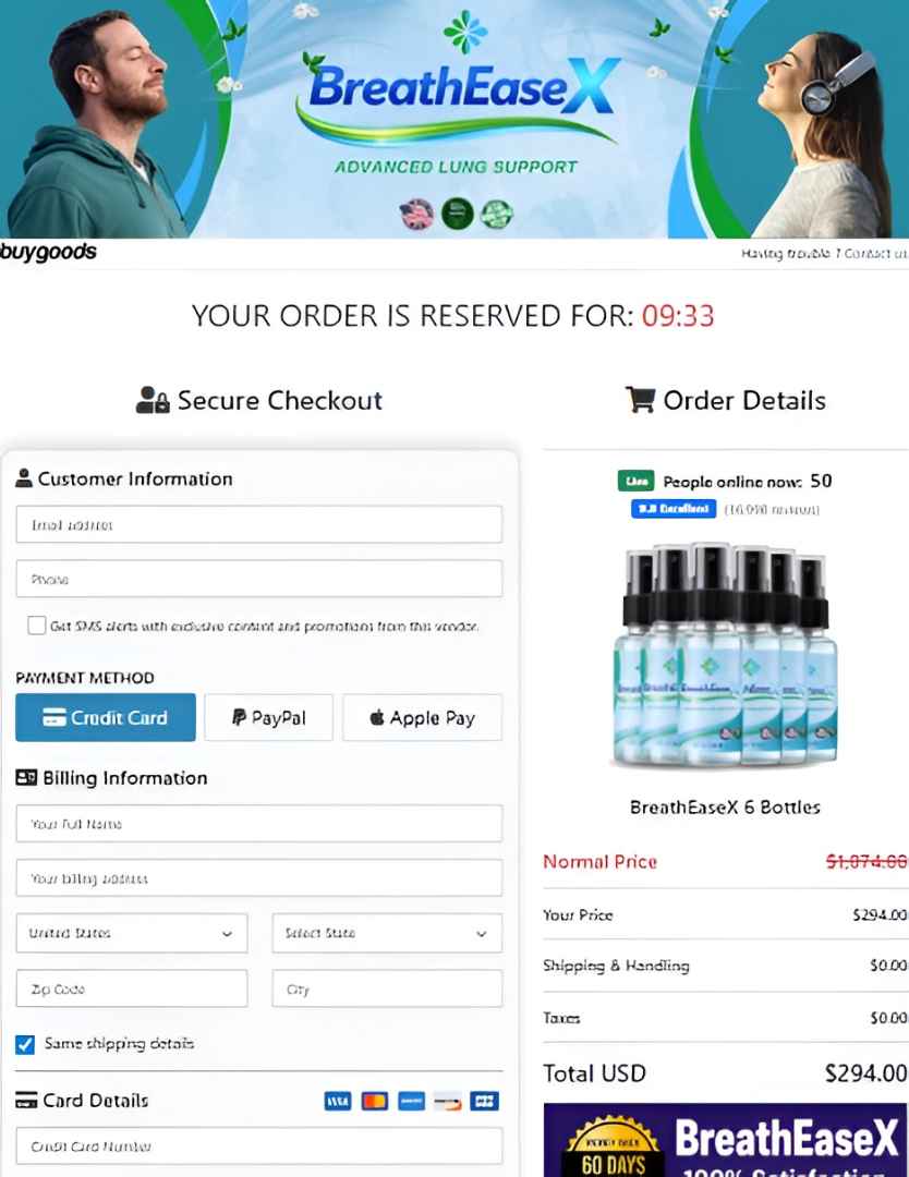BreathEaseX order page
